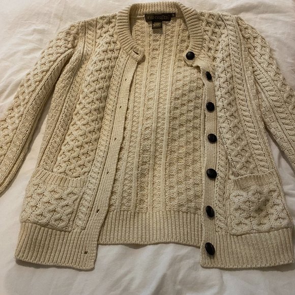 Knit Off White/Cream Cardigan with Black Buttons - Picture 1 of 5